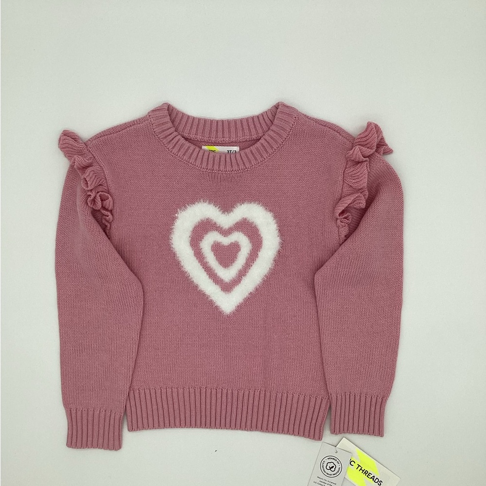 Epic Threads Mauve Pink Sweater with White Heart NWT